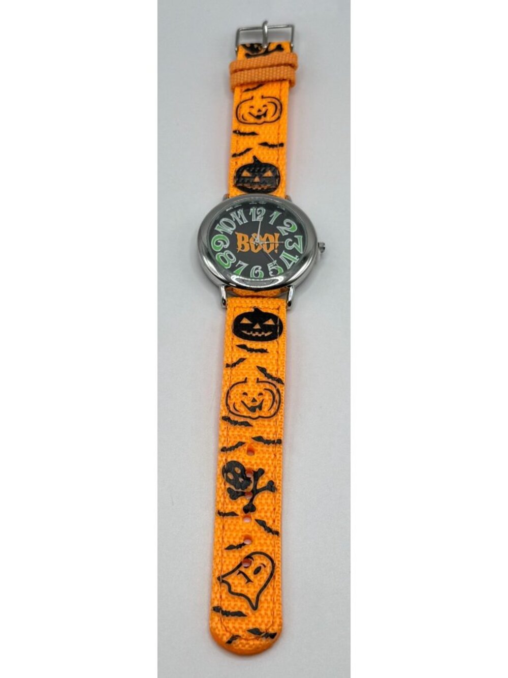 90's Spooky Halloween Boo Watch Jack O Lantern Pumpkin Orange Nylon Strap